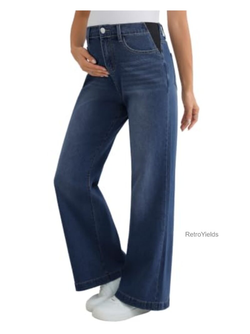 Maternity Wide Leg Flare Jeans Side Panel Stretch Denim Pregnancy Pants